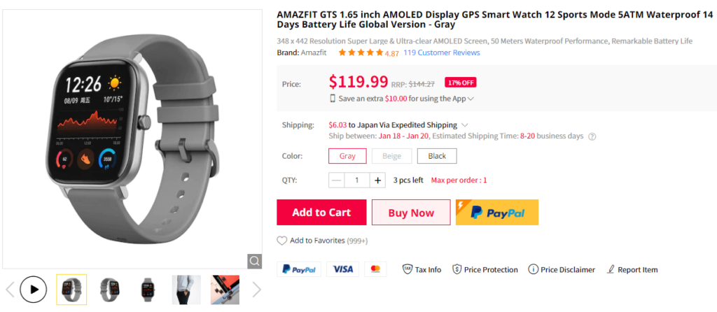 Gearbest Amazfit GTS